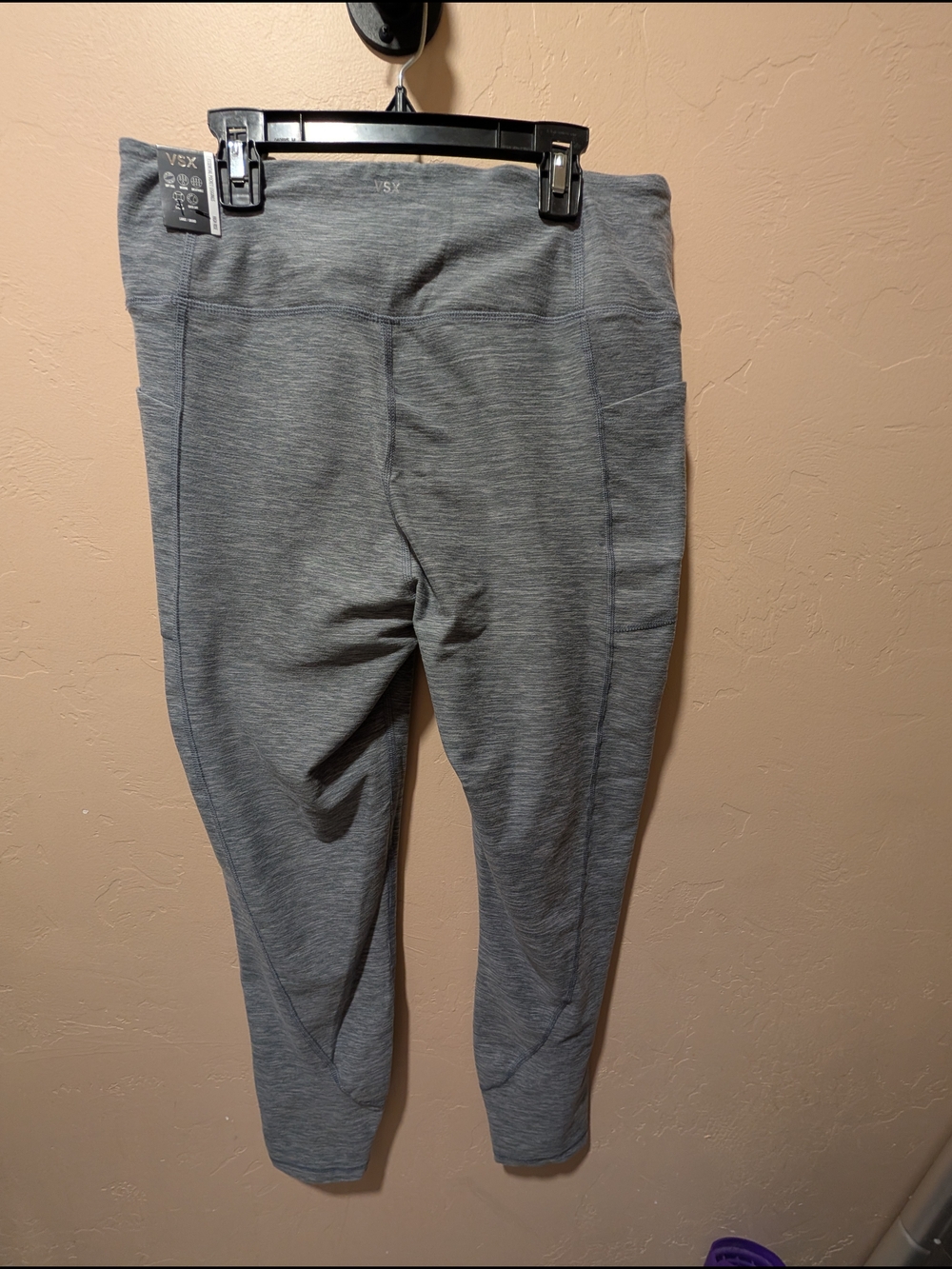 NWT VSX Victoria Secret Essentials Pocket Grey/Blue Heather Leggings Large